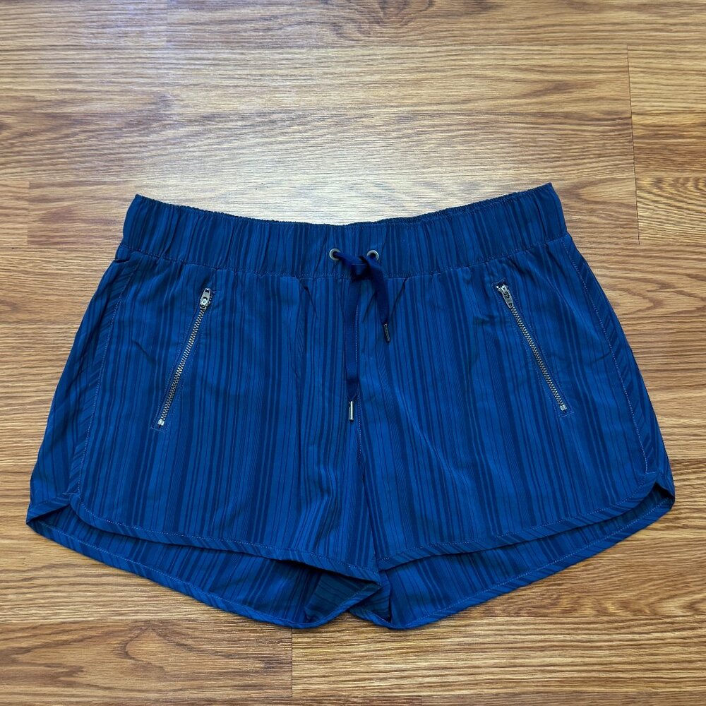 Two-tone Blue Striped Athleta Athletic Shorts